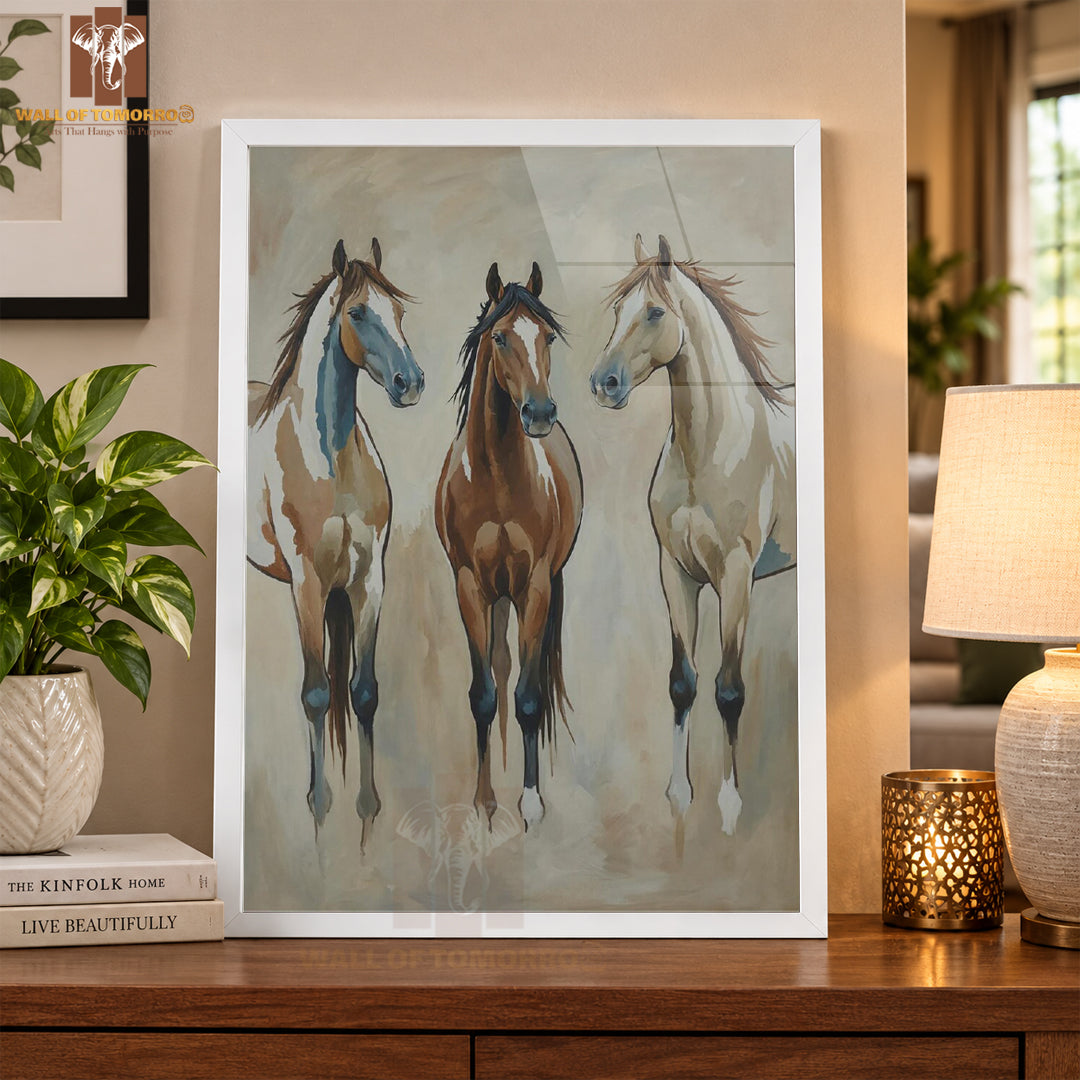 Horses Painting Animals High Quality Glass Frame Wall Décor in Sri Lanka