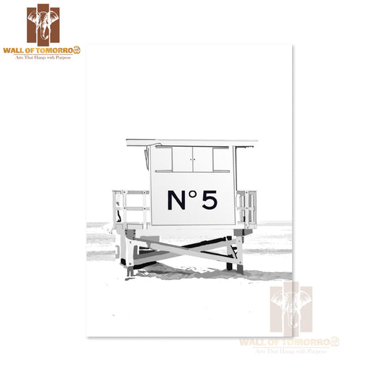 Lifeguard Stand on The Beach with A Number 5 On It High Quality Unframed Poster Print & Waterproof Poster Print Wall Décor