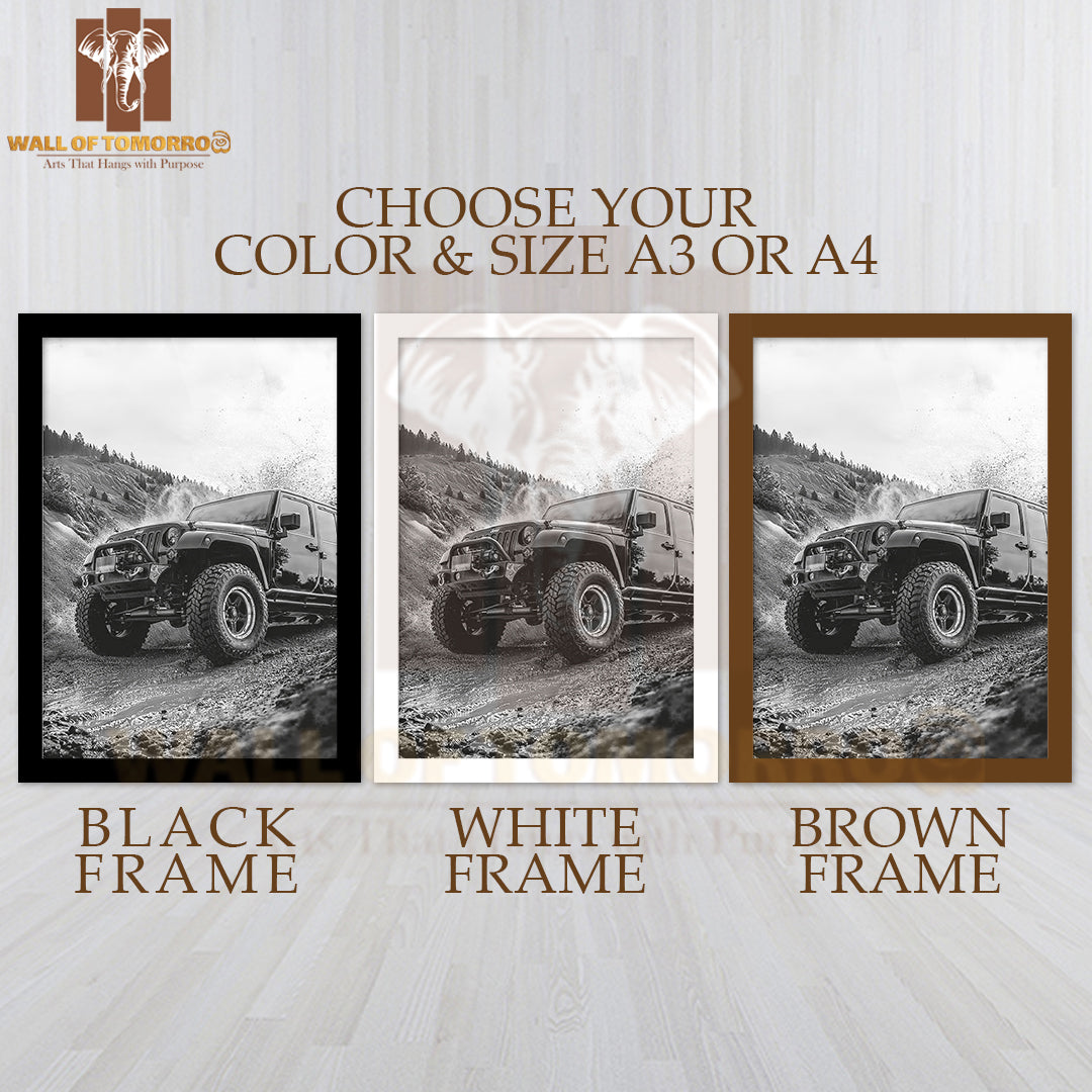 Black Titan Jeep High Quality Glass Frame Wall Décor