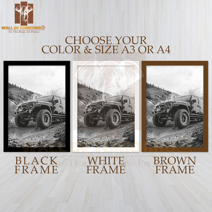 Black Titan Jeep High Quality Glass Frame Wall Décor