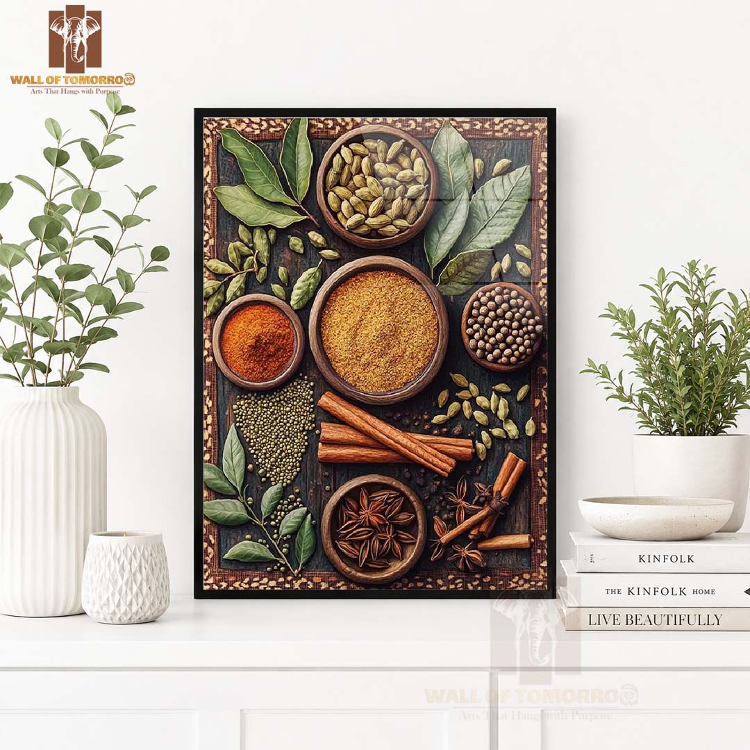 Sri Lankan Spice Kitchen High Quality Glass Frame Wall Décor