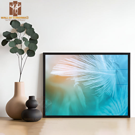 Green Turrquoise and Blue Color Trends Chicken Feather High Quality Unframed Poster Print & Waterproof Poster Print Wall Décor