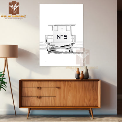 Lifeguard Stand on The Beach with A Number 5 On It High Quality Unframed Poster Print & Waterproof Poster Print Wall Décor