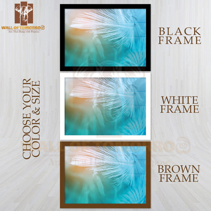 Green Turrquoise and Blue Color Trends Chicken Feather High Quality Unframed Poster Print & Waterproof Poster Print Wall Décor