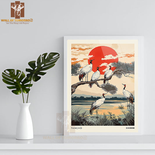Tancho Japandi Art High Quality Glass Frame Wall Décor