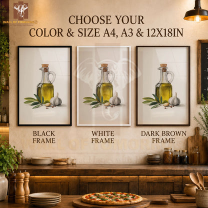 Olive Oil & Garlic Kitchen & Restaurant High Quality Glass Frame Wall Décors in Sri Lanka