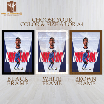 England And France Players on The Field Sports High Quality Glass Frame Wall Décor