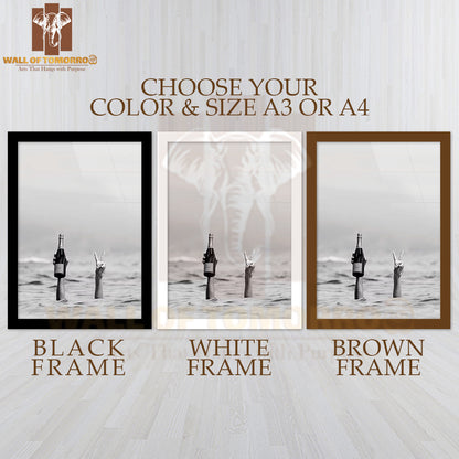 Champagne Victory B&W High Quality Glass Frame Wall Décor