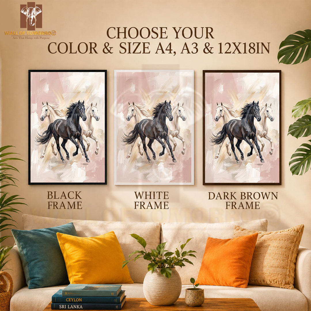 Horses Painting Animals High Quality Glass Frame Wall Décor in Sri Lanka