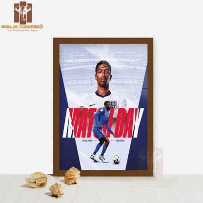 England And France Players on The Field Sports High Quality Glass Frame Wall Décor