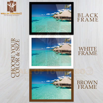 Villas On the Green Tropical Beach with Steps into Water High Quality Unframed Poster Print & Waterproof Poster Print Wall Décor