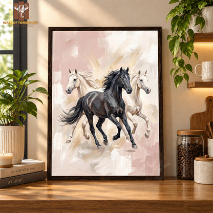 Horses Painting Animals High Quality Glass Frame Wall Décor in Sri Lanka