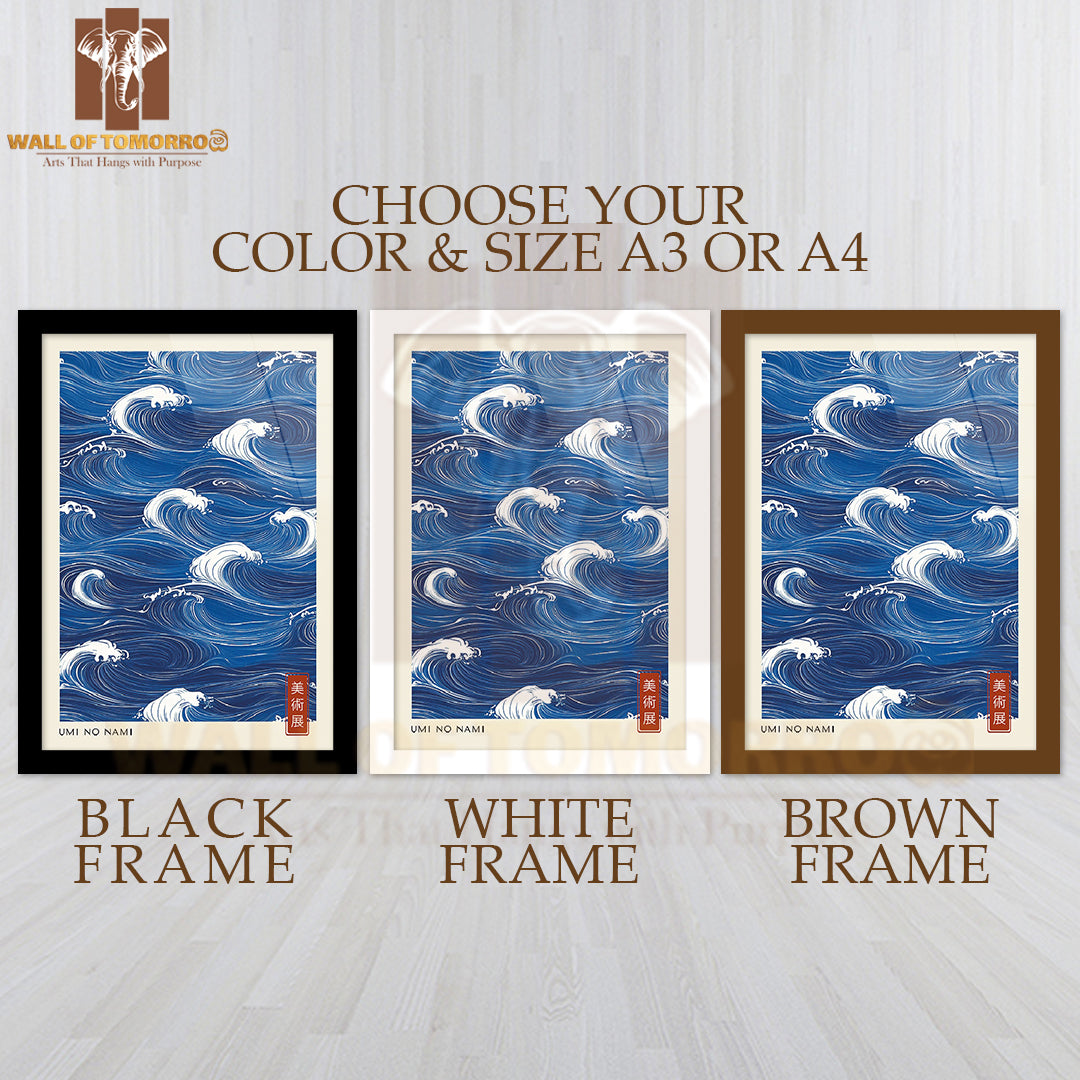Umi No Nami Japandi Art High Quality Glass Frame Wall Décor