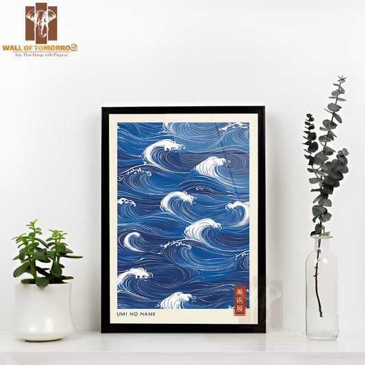 Umi No Nami Japandi Art High Quality Glass Frame Wall Décor