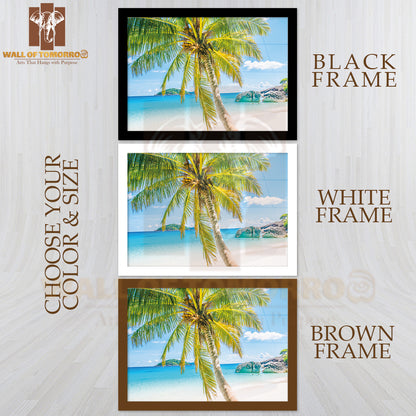 Beautiful Coconut Palm Tree on Tropical Beach and Sea High Quality Unframed Poster Print & Waterproof Poster Print Wall Décor