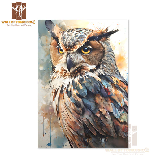 Painting Of an Owl With A Very Big Eye High Quality Unframed Poster Print & Waterproof Poster Print Wall Décor