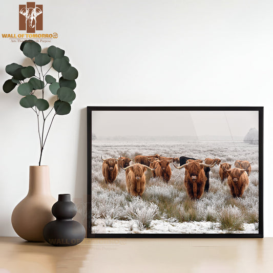 Herd Of Red Brown Scottish Highlanders High Quality Unframed Poster Print & Waterproof Poster Print Wall Décor