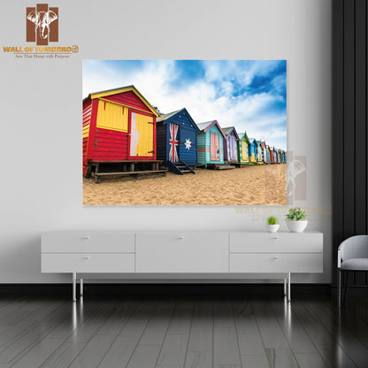 Brighton Beach Huts On Sea Shore High Quality Unframed Poster Print & Waterproof Poster Print Wall Décor