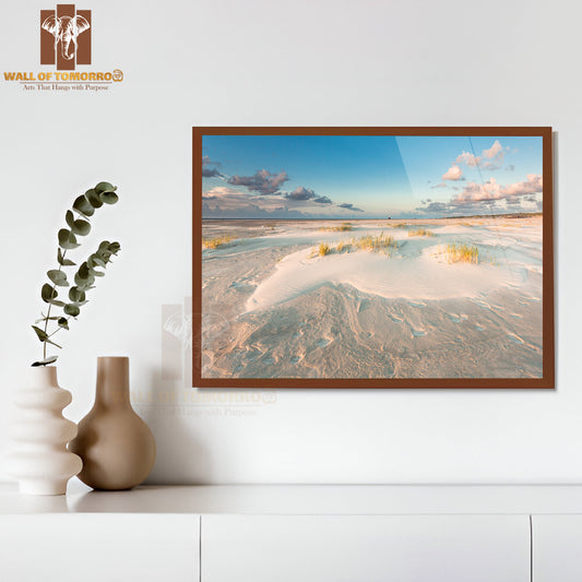 Sand Structures on Beach Under Blue Sky High Quality Unframed Poster Print & Waterproof Poster Print Wall Décor