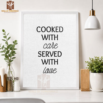 Cooked with Care, Served with Love Kitchen & Restaurant High Quality Glass Frame Wall Décors in Sri Lanka