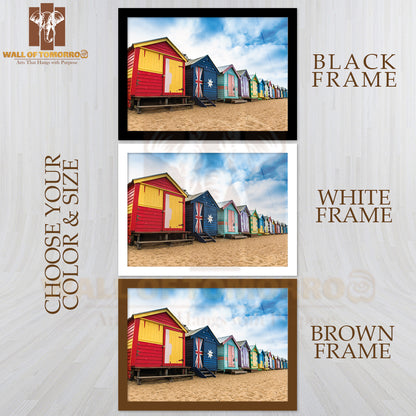 Brighton Beach Huts On Sea Shore High Quality Unframed Poster Print & Waterproof Poster Print Wall Décor