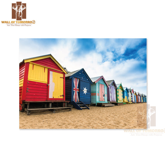 Brighton Beach Huts On Sea Shore High Quality Unframed Poster Print & Waterproof Poster Print Wall Décor