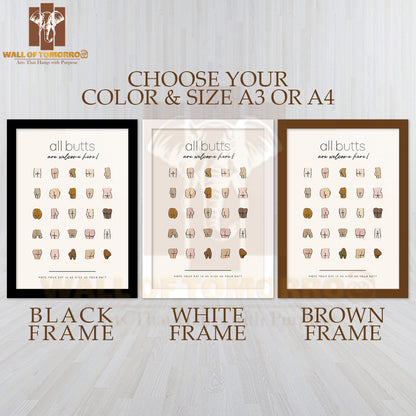 All Butts Are Welcome High Quality Glass Frame Wall Décor