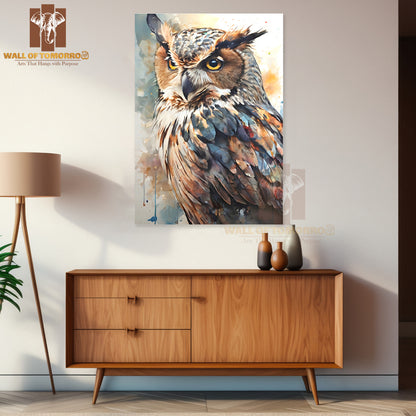Painting Of an Owl With A Very Big Eye High Quality Unframed Poster Print & Waterproof Poster Print Wall Décor