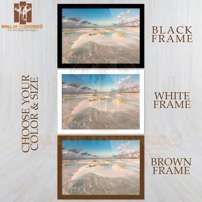 Sand Structures on Beach Under Blue Sky High Quality Unframed Poster Print & Waterproof Poster Print Wall Décor