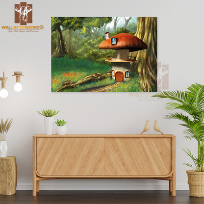 Mushroom House in An Enchanted Forest High Quality Unframed Poster Print & Waterproof Poster Print Wall Décor