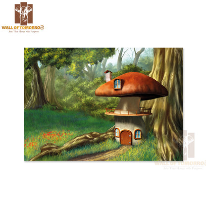 Mushroom House in An Enchanted Forest High Quality Unframed Poster Print & Waterproof Poster Print Wall Décor