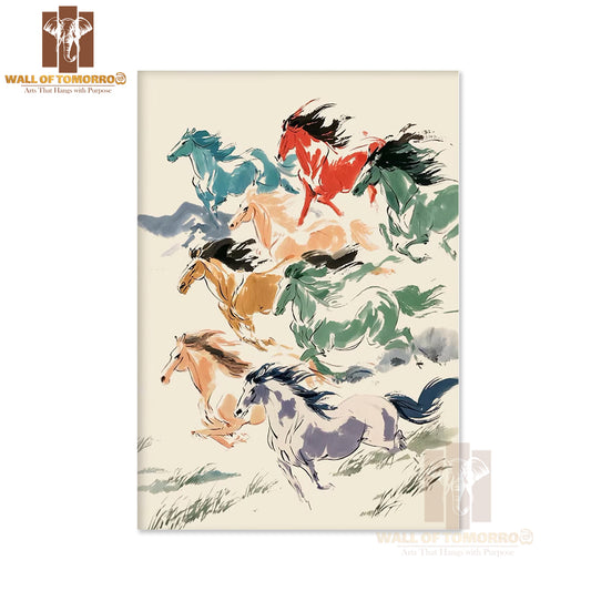 Colorful Horses Painting Animals High Quality Unframed Poster Print & Laminated Poster Print Wall Décor in Sri Lanka