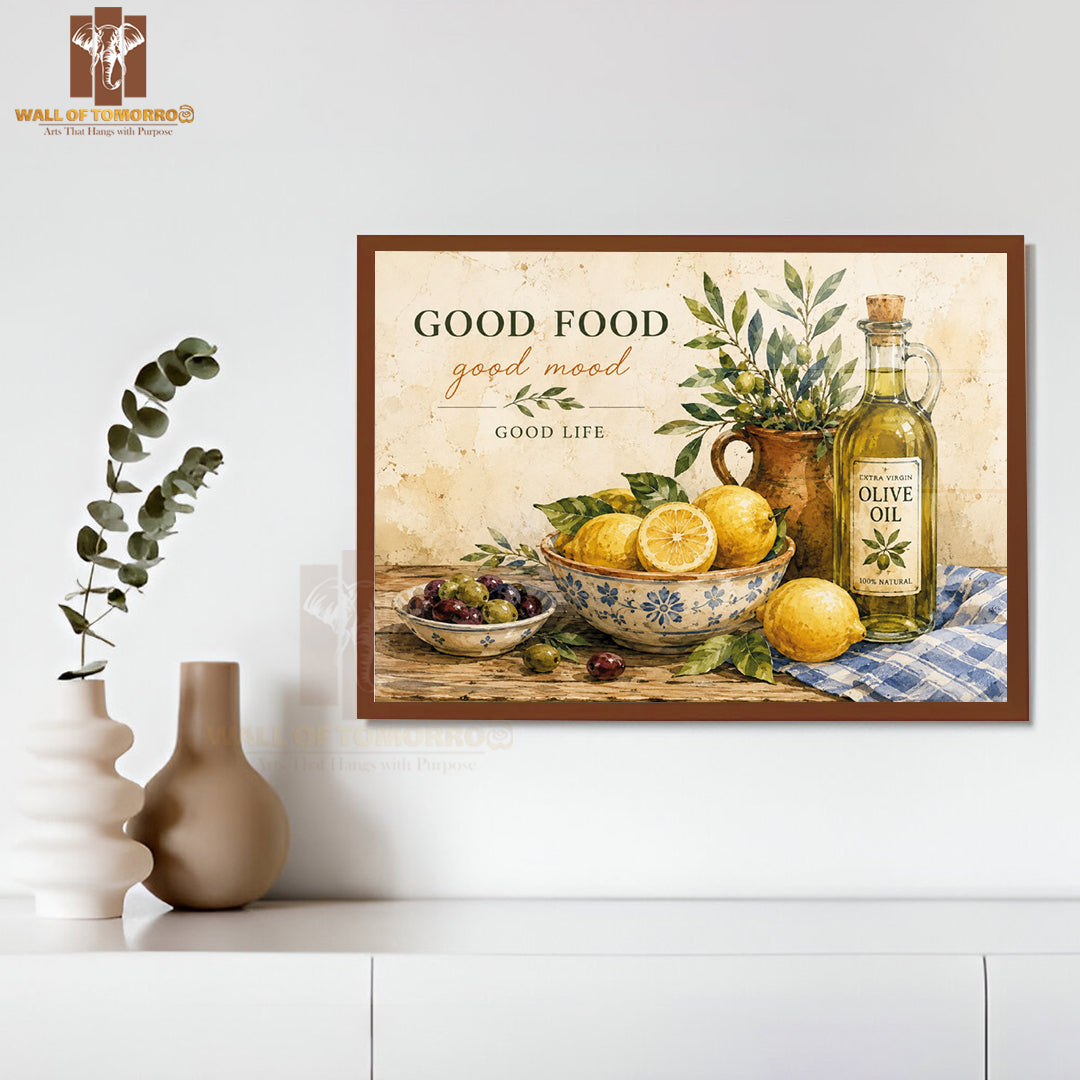 Good Food, Good Mood, Olive Oil Kitchen & Restaurant High Quality Glass Frame Wall Décors in Sri Lanka