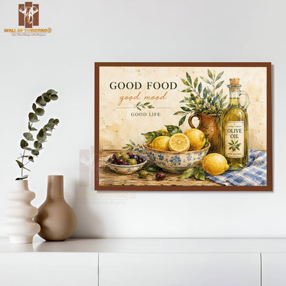 Good Food, Good Mood, Olive Oil Kitchen & Restaurant High Quality Glass Frame Wall Décors in Sri Lanka