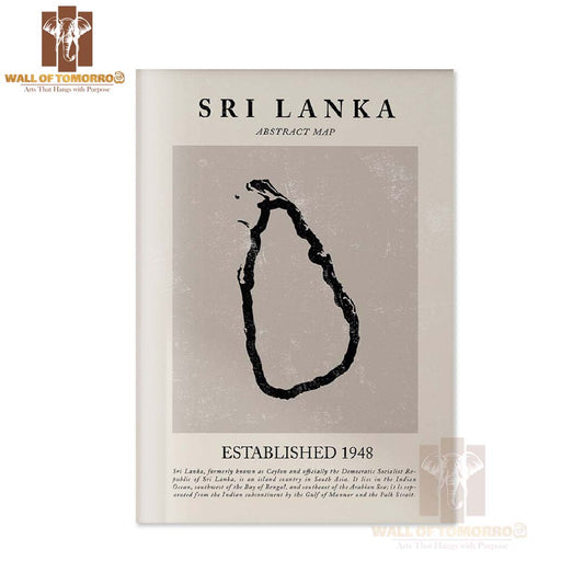 Abstract Sri Lanka Map Vintage Travel High Quality Unframed Poster Print & Laminated Poster Print Wall Décor