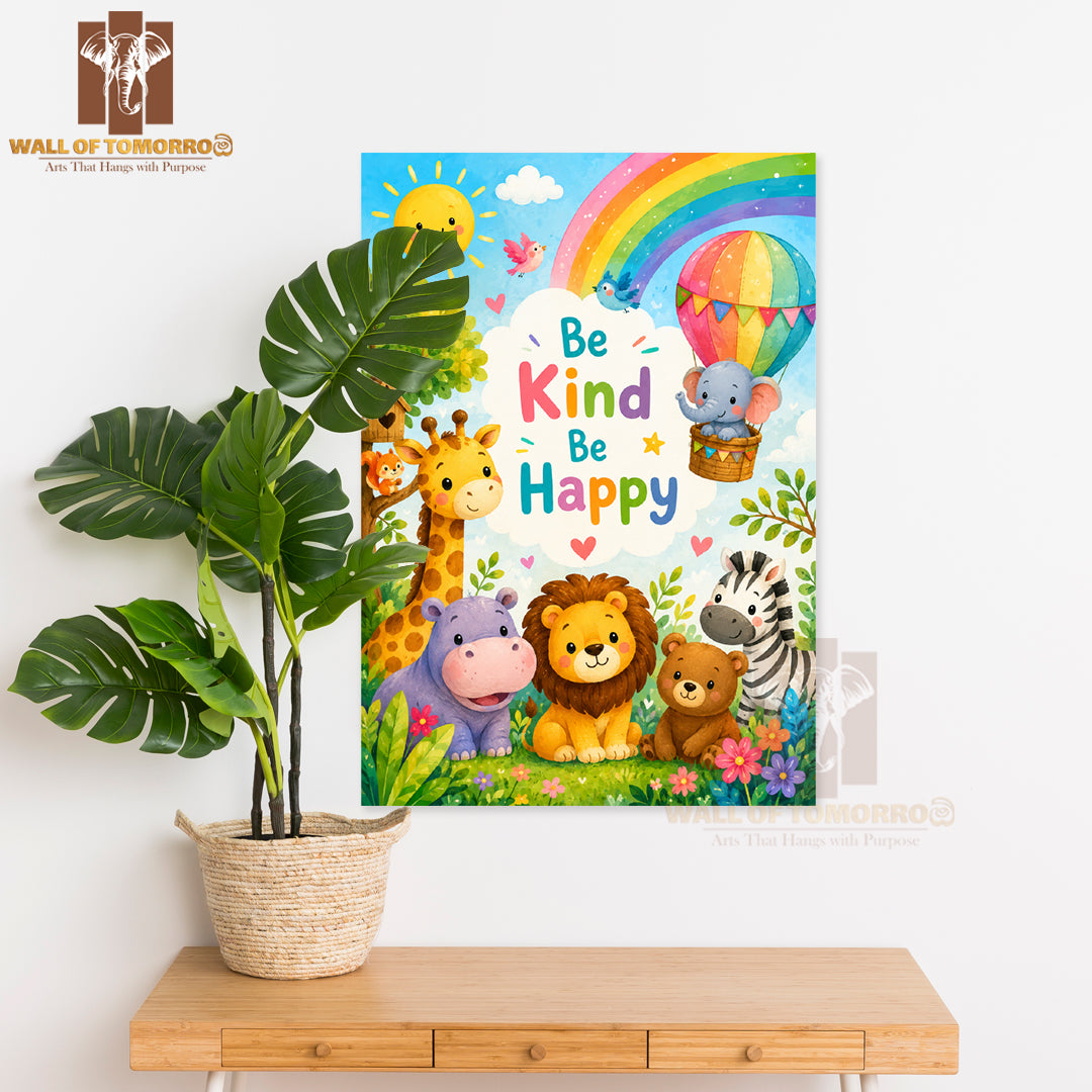 Be Kind Be Happy Kids High Quality Unframed Poster Print & Waterproof Poster Print Wall Décor