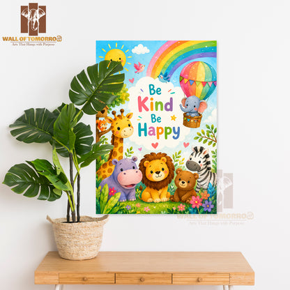 Be Kind Be Happy Kids High Quality Unframed Poster Print & Waterproof Poster Print Wall Décor