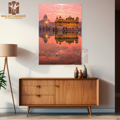 Golden Temple at Sunset, Amritsar, Punjab, India High Quality Unframed Poster Print & Waterproof Poster Print Wall Décor