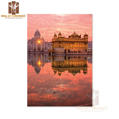 Golden Temple at Sunset, Amritsar, Punjab, India High Quality Unframed Poster Print & Waterproof Poster Print Wall Décor