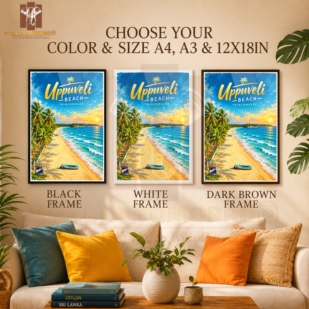 Uppuveli Beach, Trincomalee Sri Lanka Travel High Quality Glass Frame Wall Décor