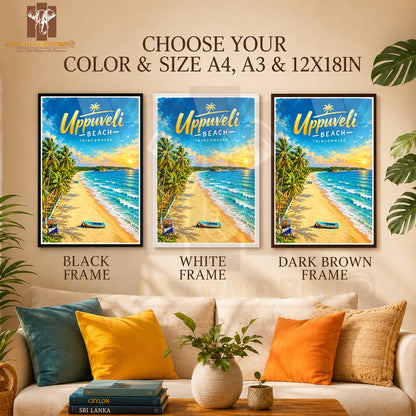 Uppuveli Beach, Trincomalee Sri Lanka Travel High Quality Glass Frame Wall Décor