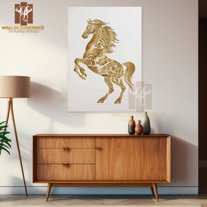 Golden Horse Painting Animals High Quality Unframed Poster Print & Laminated Poster Print Wall Décor in Sri Lanka