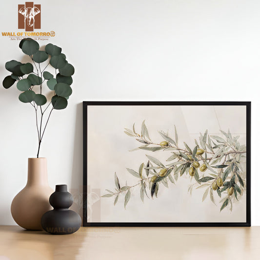 Olive Branch Aquarelle High Quality Glass Frame Wall Décor