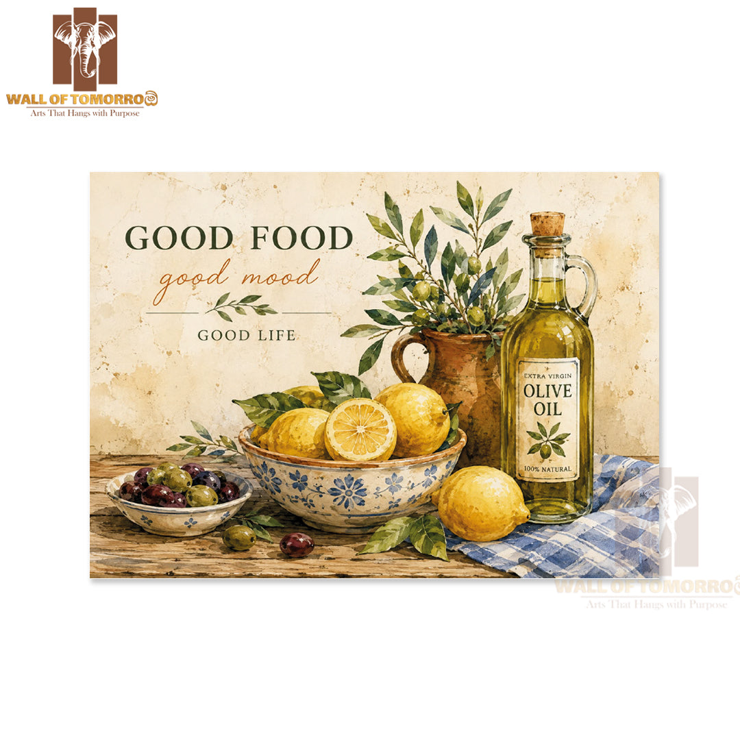 Good Food, Good Mood, Olive Oil Kitchen & Restaurant High Quality Unframed Poster Print & Waterproof Poster Print Wall Décor in Sri Lanka
