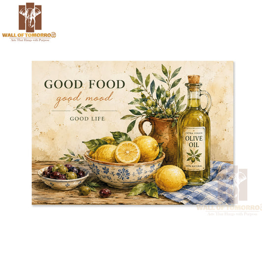 Good Food, Good Mood, Olive Oil Kitchen & Restaurant High Quality Unframed Poster Print & Waterproof Poster Print Wall Décor in Sri Lanka