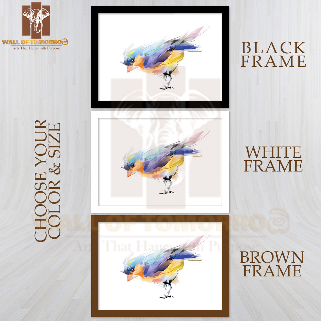Watercolor Drawing of Cute Bird High Quality Unframed Poster Print & Waterproof Poster Print Wall Décor