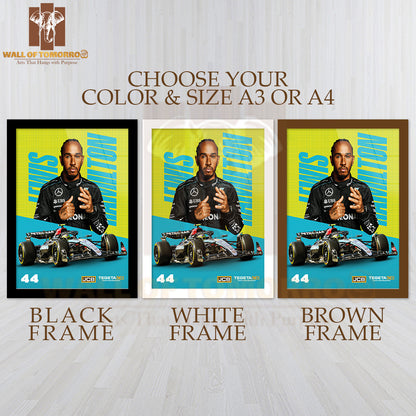 Famous Racer In His Mercedes-AMG F1 Team Uniform Sports High Quality Glass Frame Wall Décor