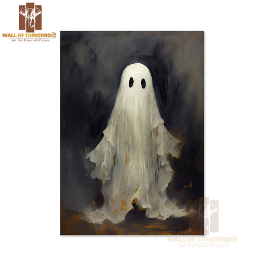Cute Ghost Oil Painting, Vintage Aesthetic High Quality Unframed Poster Print & Waterproof Poster Print Wall Décor