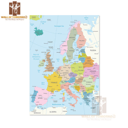 Europa Highly Detailed Map Educational High Quality Unframed Poster Print & Waterproof Poster Print Wall Décor