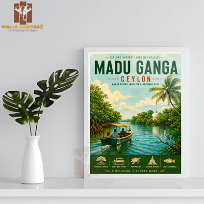 Ceylon Sri Lanka Madu Ganga Travel High Quality Glass Frame Wall Décor